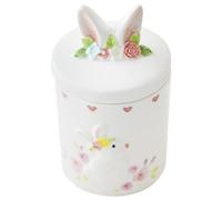 PAMINGONO Candy Ceramic Jar Sealed Vintage Cookie Jar Freezer Divided Serving Tray Sugar Transparent Pantry Pots Airtight Boxes Cookie Tins with Lids Tin Canisters Bin Snack Ceramics White