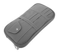 PAMINGONO Car Sun Visor Organizer Grey Storage Pouch with Multi Card Pockets and Sunglass Holder Clip for Vehicle Truck Suv PU Driving License and Key Holder Pouch UV Protection Auto