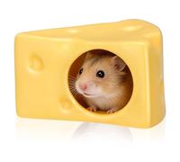 PAMINGONO Ceramic Hamster Enclosure Cheese Shape Hideout for Small Pets Decorative Yellow Pet House that Keeps Hamster Cool in Summer Cooling