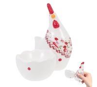 PAMINGONO Ceramic Single Egg Storage Holder with Floral Chicken Design, High-temperature Resistant Mini Tray for Boiled Eggs and Mini Appetizers, Desktop Decor for Home and Hotel Use