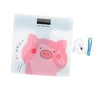 PAMINGONO Chargeable Digital Body Scale Automatic Weighing Bathroom Scale for Household Use Durable Tempered Intelligent Weight Induction Accurate Measurement Tool White Pig Design