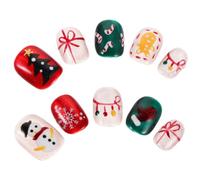 PAMINGONO Christmas Nail Stickers Festive Press Nails False Designs Holiday Press for Winter Fake for Creating Cozy Christmas Atmosphere at Home Celebrations