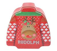 PAMINGONO Christmas Red Tinplate Box with Lid, Small Metal Storage Container for Cookies, Candy, and Clothing, Christmas Candy and Goodies Storage Box