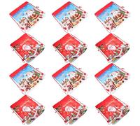 PAMINGONO Christmas Santa Claus Drawstring Bags Reusable Bags 12 Pcs Double-sided Non-woven Fabric with Drawstring Closure for Sweet Treats and Goodies at Friendly Parties