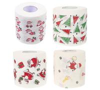 PAMINGONO Christmas Toilet Paper 4 Rolls Soft Printed Paper Tissue for Bathroom and Home, Beautiful Design to Reduce Risk of Clogs, Xmas Holiday Household Supplies