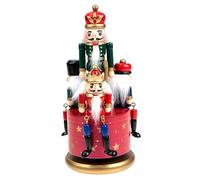 PAMINGONO Classic Nutcracker Music Box Wind up Xmas Decoration Wooden Adornment Home Decor