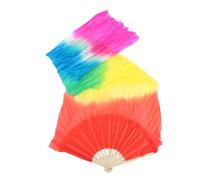 PAMINGONO Colorful Long Silk Belly Dance Fan Veil Gradient Handheld Folding Fan for Women Durable Silk Extended Veil for Ethnic Modern Yangko Dance and Stage Performances