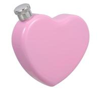 PAMINGONO Compact Stainless Steel Heart-Shaped Flask Portable Mini Hip Flask with Versatile Use for Travel and Outdoor Camping Small Pink