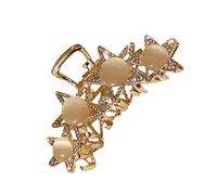 PAMINGONO Creative Cat Eye Stone Hair Claw Clip for Women Gold Five-point Star Design Rhinestone Decorative Barrette Suitable for All Hair Types for Daily Party Wedding Accessories