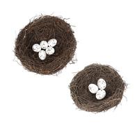 PAMINGONO Creative Handmade Woven Vine Bird Nest Decor Nests Plus Artificial Eggs for Household Easter Party and Rustic Home Decorations