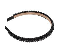 PAMINGONO Crystal Beaded Hairband Four-row Black Delicate Headband Accessory for Women Girls Wedding Party Hair Decoration