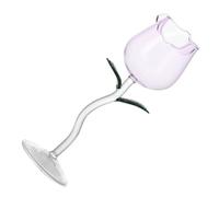 PAMINGONO Crystal Rose Wine Glasses, Pink Stemmed Goblets with Floral Design, Elegant High Footed Party Glassware for Wedding and Birthday