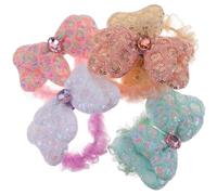 PAMINGONO Cute Bow Hair Ties High Elasticity 5pcs for Elastic Hair Ropes with Sequins and Gauze Material Assorted Colours Soft and Sturdy Random Color for Daily Dress up