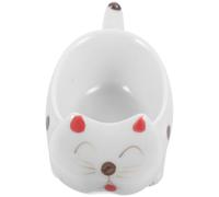 PAMINGONO Cute Cat Ceramic Sauce Dish and Chopstick Holder for Condiments and Appetizers, White Multi-Functional Side Dish Bowl for Barbecue and Restaurant Use