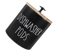 PAMINGONO Dishwasher Pod Container Box with Lid, Round Wooden Laundry Storage Bin for Scent Beads and Detergent Tablets, Decorative Kitchen Laundry Room Organizer Random Style