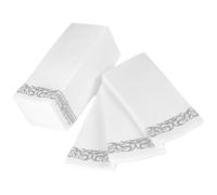 PAMINGONO Disposable Guest Napkins 25pcs Silver Printed Folded Paper Napkins Party Dinner Wedding Household Use