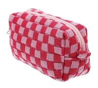 PAMINGONO Elegant Checkered Makeup Bag Travel Toiletry Bag Zipper Pouch for Makeup Eyebrow Pencil Lipstick