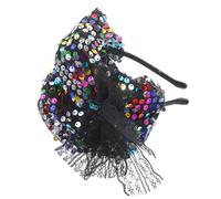 PAMINGONO Elegant Lady Headband Women's Sparkly Fish Scale Sequin Fascinator Hat for Engagement Banquet Party Dec