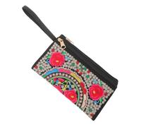 PAMINGONO Embroidered Clutch Purse Floral Clutch Handbag, Polyester Zippered Ethnic Style, Women Wedding Guest Evening Party Bag for Everyday Item Organising