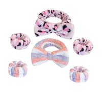 PAMINGONO Face Wash Wristbands and Headbands with Wear Resistant Quality Supple Cloth Material 2 Sets Bow Shape Design for Women for Makeup and Spa Use
