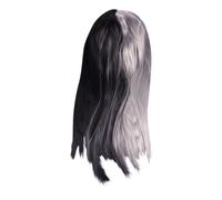PAMINGONO Fashion Synthetic Gradient Wig Half Black Half Grey Long Straight Wig with Two Color Stitching Design Made of High Temperature Fiber for Cosplay Dress and Stage Performance