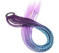 PAMINGONO Flexible Braided Synthetic Ponytail Extension with Elastic Hair Rope for Soft No-shed Colored Hairpiece for Cosplay Parties Daily Wear Vibrant Purple and