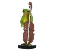 PAMINGONO Funny Frog Musician Figurine Playing Instrument Resin Ornament for Bedside Tables and Bookshelves, Unique Green Frog Design for Home Decor and Multifunctional Use
