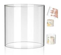 PAMINGONO Glass Candle Cover Open Ended Hurricane Candle Holder Sleeve Clear Cylinder Protector 3.94 in X 3.94 in X 3.94 in Wind Shield for Home Party Wedding Decor