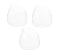 PAMINGONO Glass Slant Cut Fish Bowl Plant Terrarium Bottles with Removable Design 3pcs Ecological Glass Bottles for Basil and Cobble, Piece for Home Decor