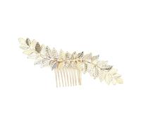 PAMINGONO Golden Metal Wedding Hair Comb for Bride Women Double End Not Easy to Fall Handmade Headpiece Hair Accessory Suitable for Prom and Party