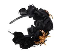 PAMINGONO Halloween Rose Flower Headband Roses and Golden Spider Decoration Creative Hair Accessory for Cosplay Parties and Costume Events