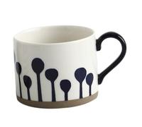 PAMINGONO Hand-Painted Ceramic Milk Cup Blue Patterned Water and Coffee Mug Heat-Resistant Handle Practical Porcelain Tea Cup for Family and Friends Gift