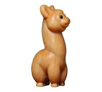 PAMINGONO Handcrafted Wooden Alpaca Figurine Cute Animal Desktop Ornament Collectible Wood Carved Craft for Home Office Study Decor Charming Alpaca Model