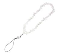 PAMINGONO Handmade Natural Pearl Crystal Phone Charm Chain Beaded Mobile Hanging Accessory with Fixing Rope Anti-lost Strap for DIY Phone Decoration
