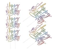 PAMINGONO Happy Birthday Cake Toppers Paper and Material 5pcs Glitter Rainbow Cupcake Picks with Sparkling Design for Birthday Party Decorations