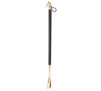PAMINGONO Horse Head Long Handled Shoehorn 56cm Black Wood with Brass Tip Ergonomic Design Shoe Helper for Elders