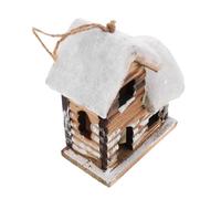 PAMINGONO LED Wood Christmas Village House Ornament Miniature Snowy Cabin for Holiday Tree Decor Rustic Winter Wonderland Scene for Table Shelf Fireplace Display
