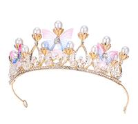PAMINGONO Little Girl Butterfly Crown Headband Fashion Toddler Hair Bun for Girls Birthday Party Accessory