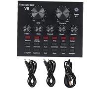 PAMINGONO Live Streaming Sound Card Mixer with Dual Microphone Ports for Two-person Broadcast Professional Voice Changer Electronic Tone Effects Compatible with Phone and Computer Recording