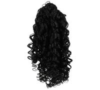 PAMINGONO Long 35cm Black African Drawstring Curly Ponytail Extension for Women Elastic Net Hairpiece Suitable for Daily and Party Hairstyles