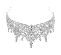 PAMINGONO Luxury Silver Baroque Wedding Tiara with Crystal Rhinestones for Bride, Bridal Headband Crown for Prom, Quinceanera, and Wedding Party Accessories