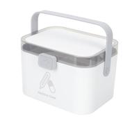PAMINGONO Medicine Lock Box Medicine Organizing Box Multi-Layer Polypropylene Easy to Hold Ergonomic Design White for Office Camping First Aid Storage Solution