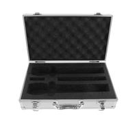 PAMINGONO Microphone Carrying Case for 2 Wireless Mics, Aluminum Alloy Portable Mic Storage Box with Handle, Protective Organizer Suitable for Outdoor Events and Stage Use