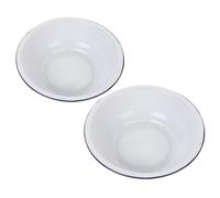 PAMINGONO Mixing Bowls and Effortless Cleaning, Vintage Style 2pcs White Enamel Heavy Duty Kitchen Prep Bowls with Easy Maintenance for Baking and Food Prep for Cooking and Serving