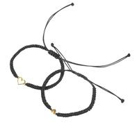 PAMINGONO Mother and Bracelet Set with Heart Shape 2pcs Black Rope Expressing Feelings and Alloy Material, Matching Style and Showing Friendship for Casual Occasions