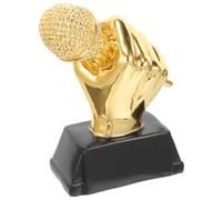 PAMINGONO Music Trophy Microphone Award Resin Cheer Trophy for Singing Competition 12x6x13cm Random Base Color Suitable for Adult Performance and Music Awards Random Color