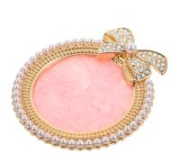 PAMINGONO Nail Art Color Mixing Plate with Smooth Surface for Pigment Blending Paint Tray for Professional Nail Salons and Home Use Gold Round Palette with Pearl Bow Ornament