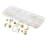 PAMINGONO Nail Art Decorations Lightweight 3 Boxes of Golden Alloy with Ocean Animal Patterns and Separate Storage Box Manicure Jewelry for Phone Shell Decorations