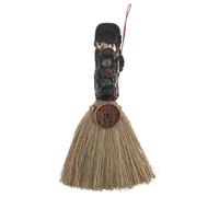 PAMINGONO Natural Crystal Broom Pendant Handmade Mini Witch’s Altar Sweeper for Feng Shui Cleansing, Spiritual Negative Energy Sweep, Unique Quartz Crystal Halloween Decor Accessory