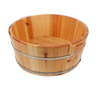 PAMINGONO Natural Wood Foot Soaking Basin with Portable Handles Deep Pedicure Spa Bucket for Full Calf Coverage Lightweight Foot Bath Barrel for Home Outdoor and Travel Use
